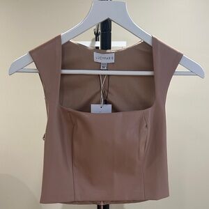 Lucy Paris Women's Feux Leather Brown Sleeveless Tank Top